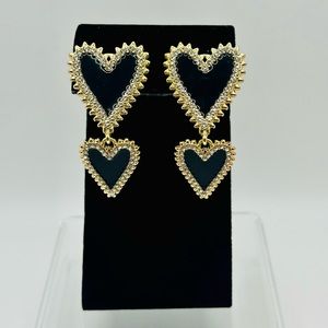 SUGARFIX by BaubleBar Gold & Black Heart Dangle Earrings